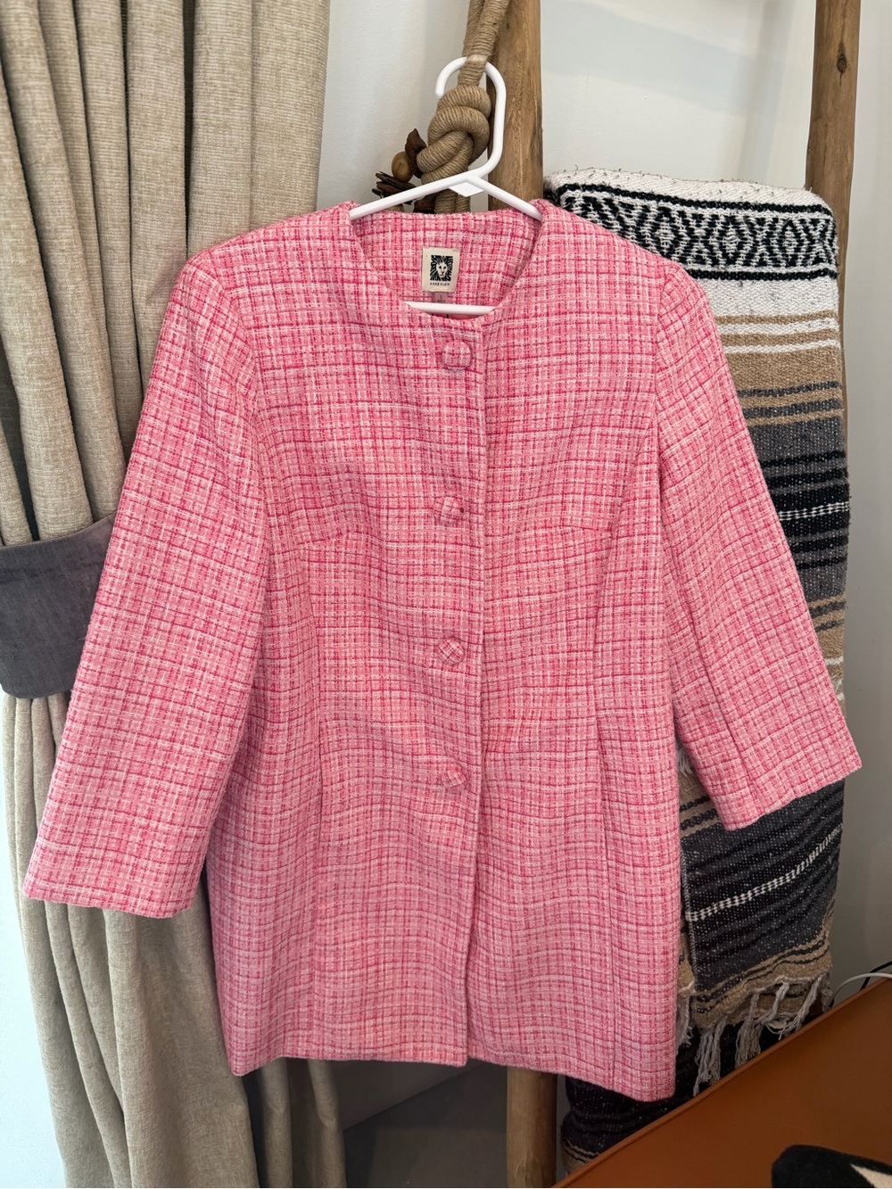 NWOT Anne Klein Pink Tweed Jacket Blazer Classic Chic